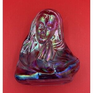 Vintage Fenton Iridescent Glass Madonna Virgin Mary Tea Light Candleholder 5x4.5
